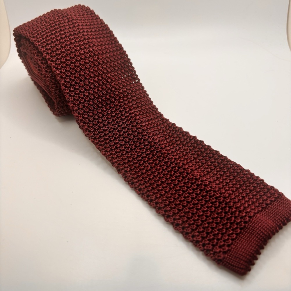 Charvet Place Vendôme Paris Mens Silk Knit Tie Burgundy Red Square End France